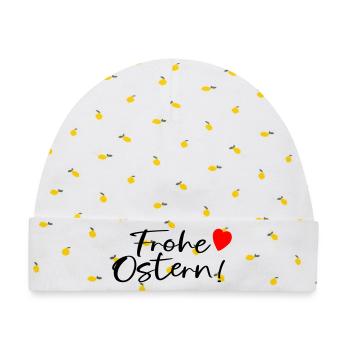 FROHE OSTERN WÜNSCHEN - Baby Premium Organic Mütze - Weiß/Zitronengelb - Vorne