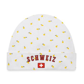 Flagge der Schweiz, Schweizer Stolz - Baby Premium Organic Mütze - Weiß/Zitronengelb - Vorne