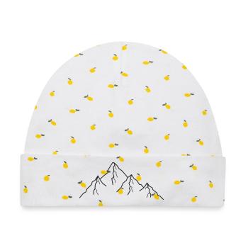 Berge Berg Zeichnung - Baby Premium Organic Mütze - Weiß/Zitronengelb - Vorne