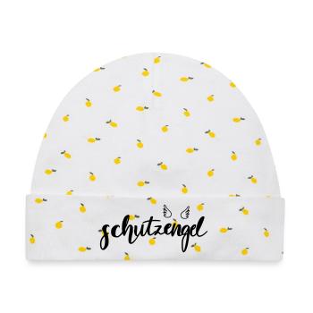 Schutzengel Flügel - Baby Premium Organic Mütze - Weiß/Zitronengelb - Vorne