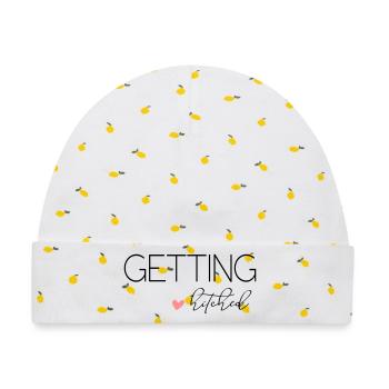 Getting Hitched! Personalisierbar - Baby Premium Organic Mütze - Weiß/Zitronengelb - Vorne