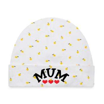 Mama / Muttertag - Baby Premium Organic Mütze - Weiß/Zitronengelb - Vorne