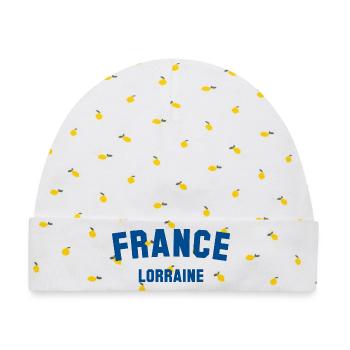 LORRAINE Lothringen France Frankreich - Baby Premium Organic Mütze - Weiß/Zitronengelb - Vorne