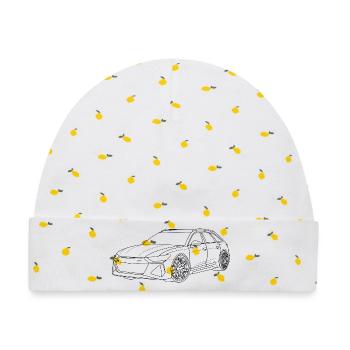 Auto Outline simpel - Baby Premium Organic Mütze - Weiß/Zitronengelb - Vorne