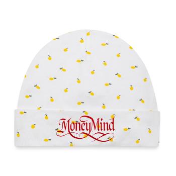 MoneyMind - Baby Premium Organic Mütze - Weiß/Zitronengelb - Vorne