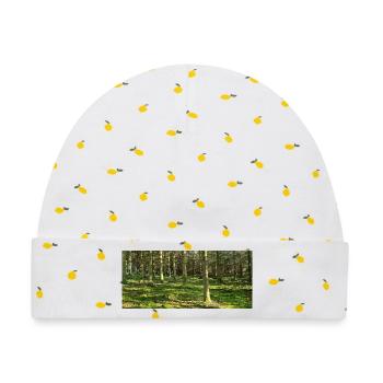 Lichter Waldlandschaft Druckdesign - Baby Premium Organic Mütze - Weiß/Zitronengelb - Vorne