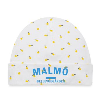 Meerblick Skyline Aktivierungszeit Malmö - Baby Premium Organic Mütze - Weiß/Zitronengelb - Vorne