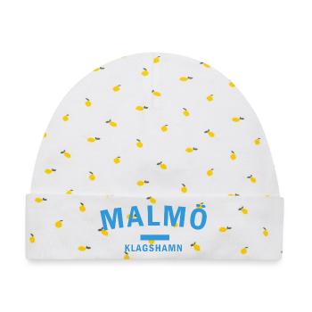 Skyline der Küstenstadt in Blau - Baby Premium Organic Mütze - Weiß/Zitronengelb - Vorne