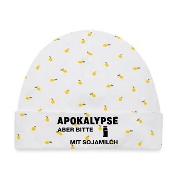 Apokalypse – aber bitte mit Sojamilch - Baby Premium Organic Mütze - Weiß/Zitronengelb - Vorne