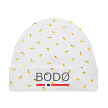 Bodo - Norway - Norge - Norwegen - Baby Premium Organic Mütze - Weiß/Zitronengelb - Vorne