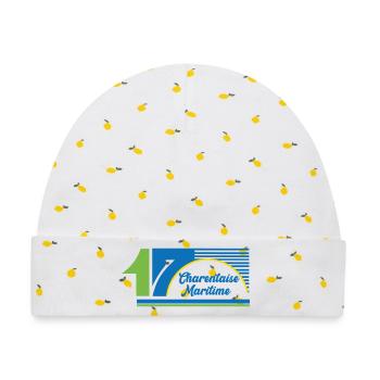 Charentaise Maritime - Baby Premium Organic Mütze - Weiß/Zitronengelb - Vorne