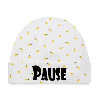 PAUSE - Baby Premium Organic Mütze - Weiß/Zitronengelb - Vorne