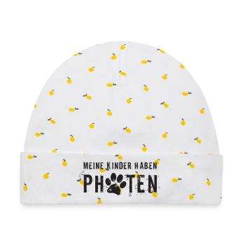 Mein Kind hat Pfoten - Baby Premium Organic Mütze - Weiß/Zitronengelb - Vorne