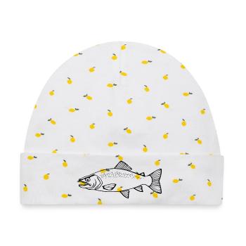 Forellen Angler Geschenk Fliegenfischen Raubfische - Baby Premium Organic Mütze - Weiß/Zitronengelb - Vorne