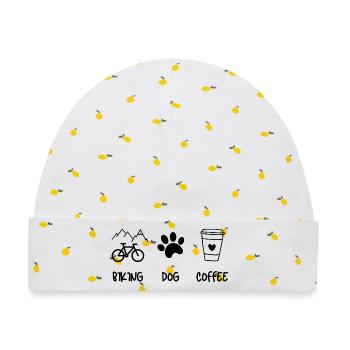 Cyclist Dog Kaffee - Baby Premium Organic Mütze - Weiß/Zitronengelb - Vorne
