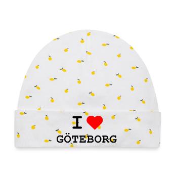 I love Göteborg - Baby Premium Organic Mütze - Weiß/Zitronengelb - Vorne