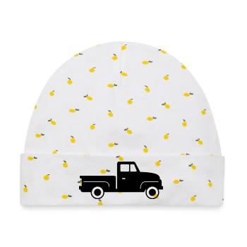 Vintage-Pick-up-Truck - Baby Premium Organic Mütze - Weiß/Zitronengelb - Vorne