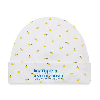 Tiny ripple in a stormy ocean with waves - Baby Premium Organic Mütze - Weiß/Zitronengelb - Vorne