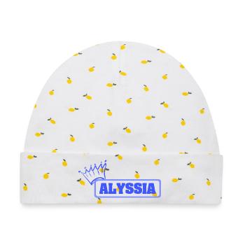 Geschenk für Alyssia - Baby Premium Organic Mütze - Weiß/Zitronengelb - Vorne
