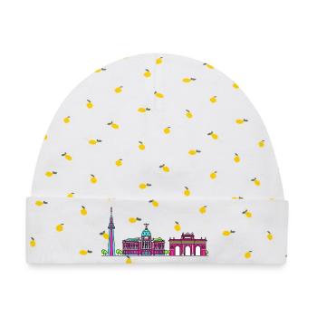Madrid City Skyline Royal Palac Line Art - Baby Premium Organic Mütze - Weiß/Zitronengelb - Vorne
