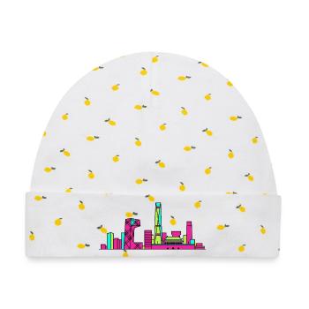 Beijing City Skyline CCTV-Turm Modern Line Art - Baby Premium Organic Mütze - Weiß/Zitronengelb - Vorne