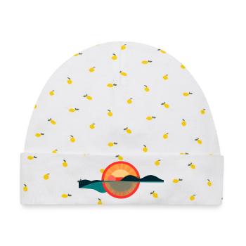Sunrise Horizon – Minimal Horizon Design - Baby Premium Organic Mütze - Weiß/Zitronengelb - Vorne