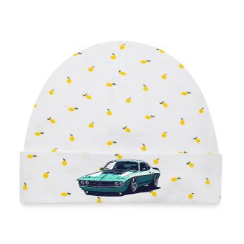 Teal Muscle Car Retro - Baby Premium Organic Mütze - Weiß/Zitronengelb - Vorne