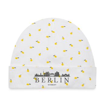 Berliner Skyline, Berlin, Deutschland - Baby Premium Organic Mütze - Weiß/Zitronengelb - Vorne