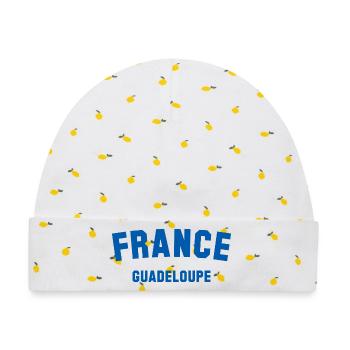 Guadeloupe France - Baby Premium Organic Mütze - Weiß/Zitronengelb - Vorne