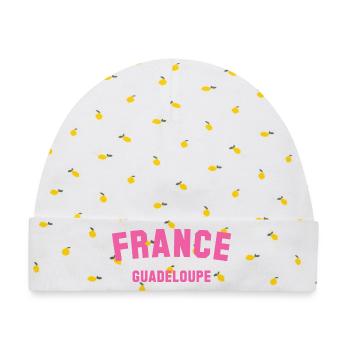 Guadeloupe France - Baby Premium Organic Mütze - Weiß/Zitronengelb - Vorne