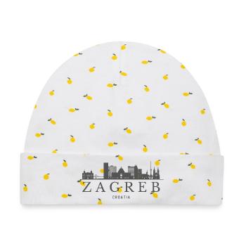 Zagreb, Serbien, Zagrebs Skyline - Baby Premium Organic Mütze - Weiß/Zitronengelb - Vorne