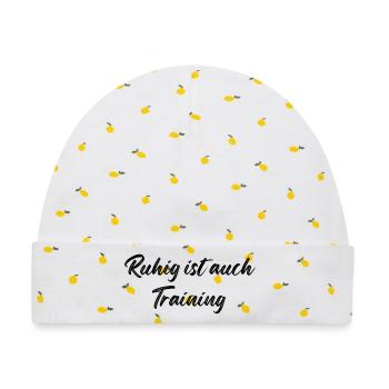 Ruhig ist auch Training - Baby Premium Organic Mütze - Weiß/Zitronengelb - Vorne