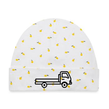 Lkw - Baby Premium Organic Mütze - Weiß/Zitronengelb - Vorne