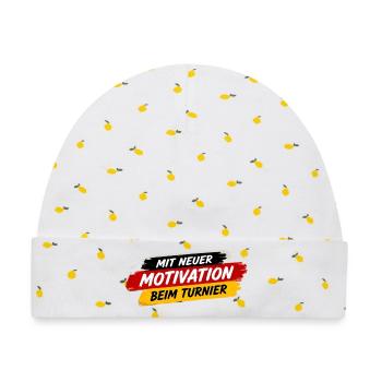 Motivation fürs Turnier neu - Baby Premium Organic Mütze - Weiß/Zitronengelb - Vorne