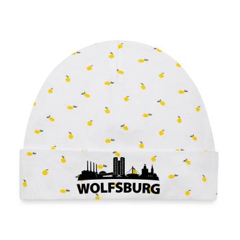 Wolfsburg Skyline - Baby Premium Organic Mütze - Weiß/Zitronengelb - Vorne