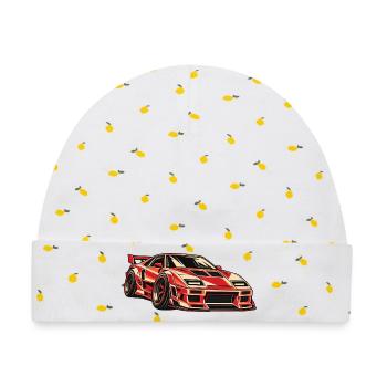 Retro Racing Car - Baby Premium Organic Mütze - Weiß/Zitronengelb - Vorne