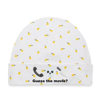 Totenkopf mit Handy und Messer Rate mal, der Film? - Baby Premium Organic Mütze - Weiß/Zitronengelb - Vorne