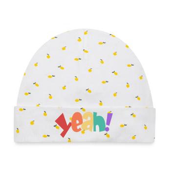 Bunte Yeah Typografie Design - Baby Premium Organic Mütze - Weiß/Zitronengelb - Vorne