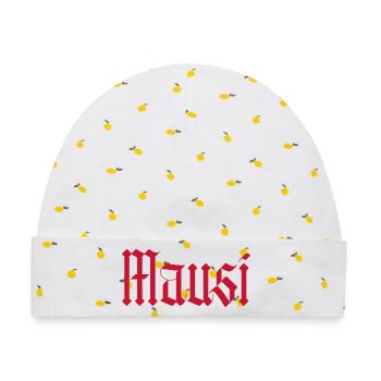 mausi / gothik stil (rot) - Baby Premium Organic Mütze - Weiß/Zitronengelb - Vorne
