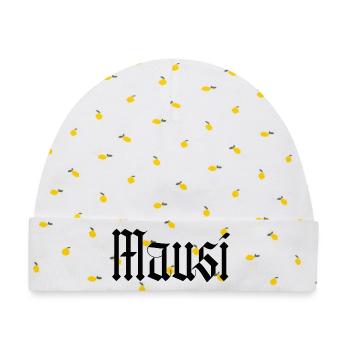 mausi / gothik stil  - Baby Premium Organic Mütze - Weiß/Zitronengelb - Vorne