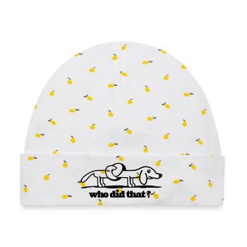 silly dog - Baby Premium Organic Mütze - Weiß/Zitronengelb - Vorne