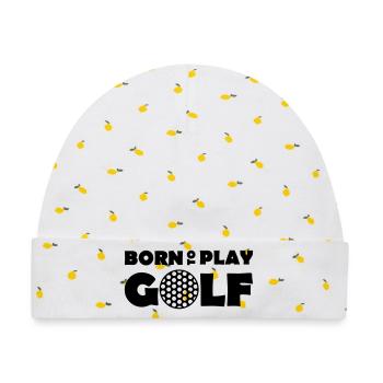 Born to play Golf - Baby Premium Organic Mütze - Weiß/Zitronengelb - Vorne