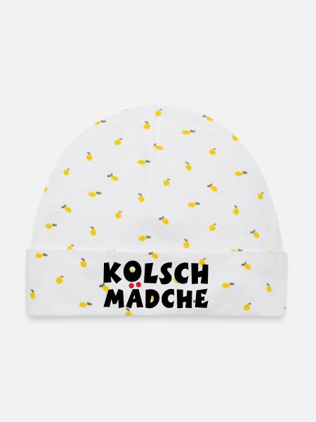 Kölsch Mädche - Ein Mädchen aus Köln - Baby Premium Organic Mütze - Weiß/Zitronengelb