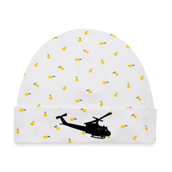 Bell UH-10 silhouette - Baby Premium Organic Mütze - Weiß/Zitronengelb - Vorne