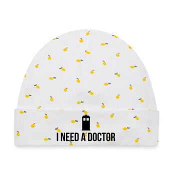 I need a Doctor - Baby Premium Organic Mütze - Weiß/Zitronengelb - Vorne
