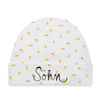Sohn - Baby Premium Organic Mütze - Weiß/Zitronengelb - Vorne