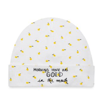 Morning hour has gold in the mouth - Baby Premium Organic Mütze - Weiß/Zitronengelb - Vorne