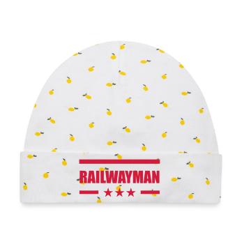 Eisenbahner / Eisenbahnen / Eisenbahn / Bahn - Baby Premium Organic Mütze - Weiß/Zitronengelb - Vorne