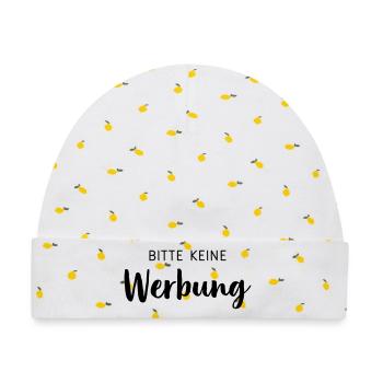 Bitte keine Werbung Aufkleber Briefkasten - Baby Premium Organic Mütze - Weiß/Zitronengelb - Vorne