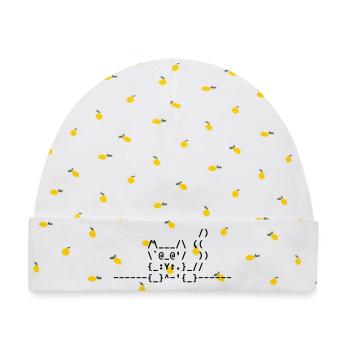 Ascii Katze - Baby Premium Organic Mütze - Weiß/Zitronengelb - Vorne